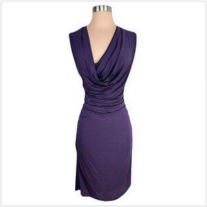 Lavia 18 Piazza Sempione Purple Plum Stretch Jersey Ruched Dress M ?